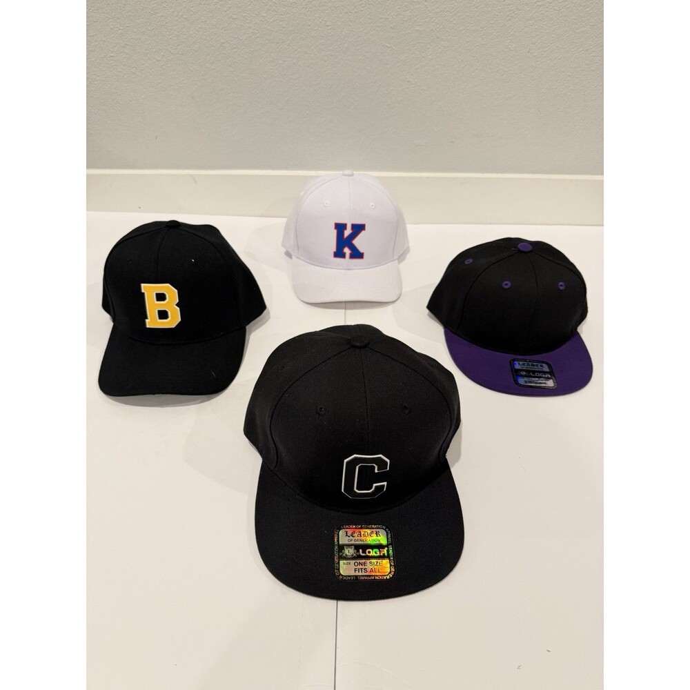Lot of 4 Mixed Brand Snapback Hats - K, B, C & Two-Tone Black/Purple - NWOT